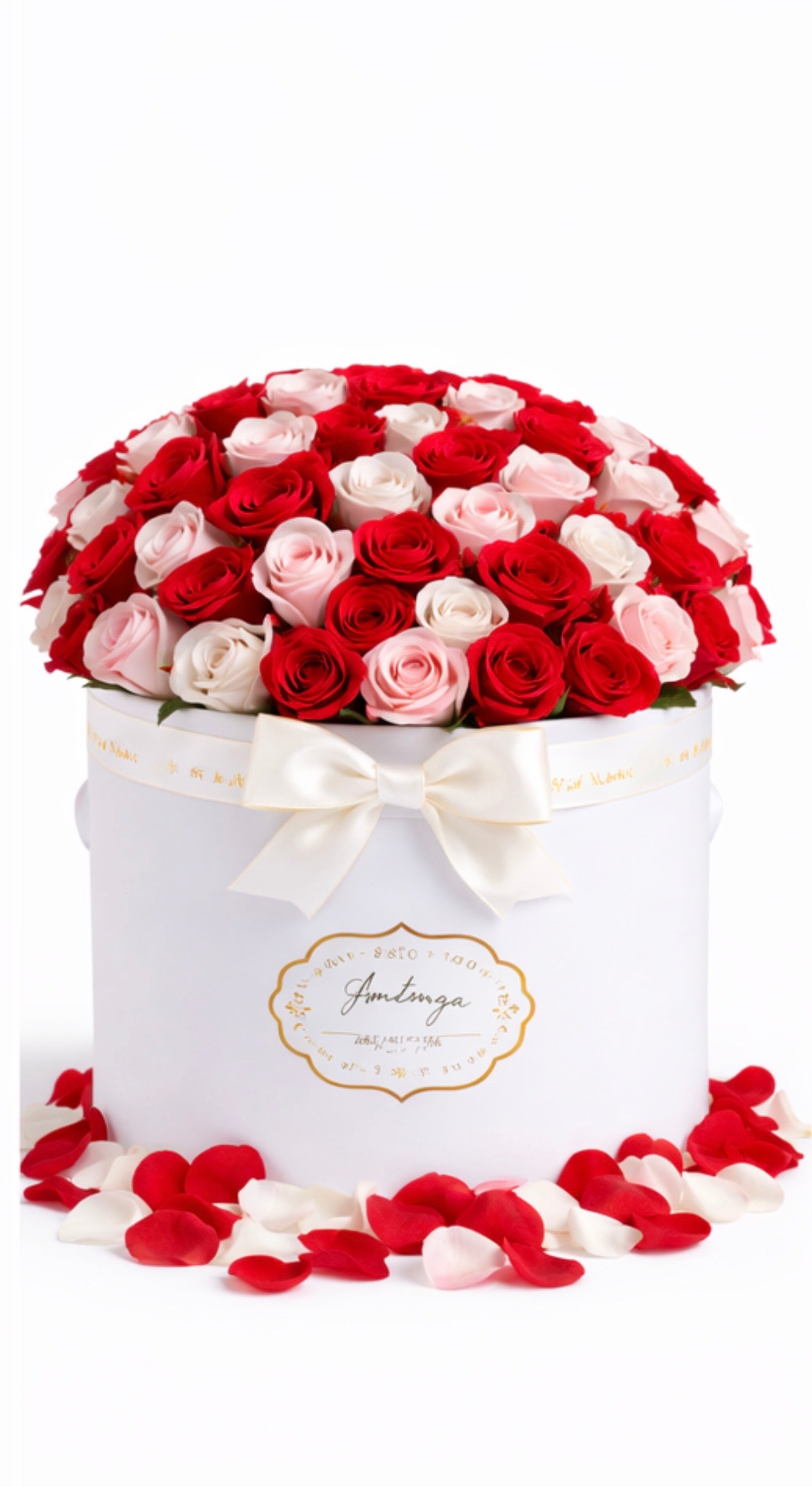 Caja redonda Blanca de rosas | Edición San Valentín