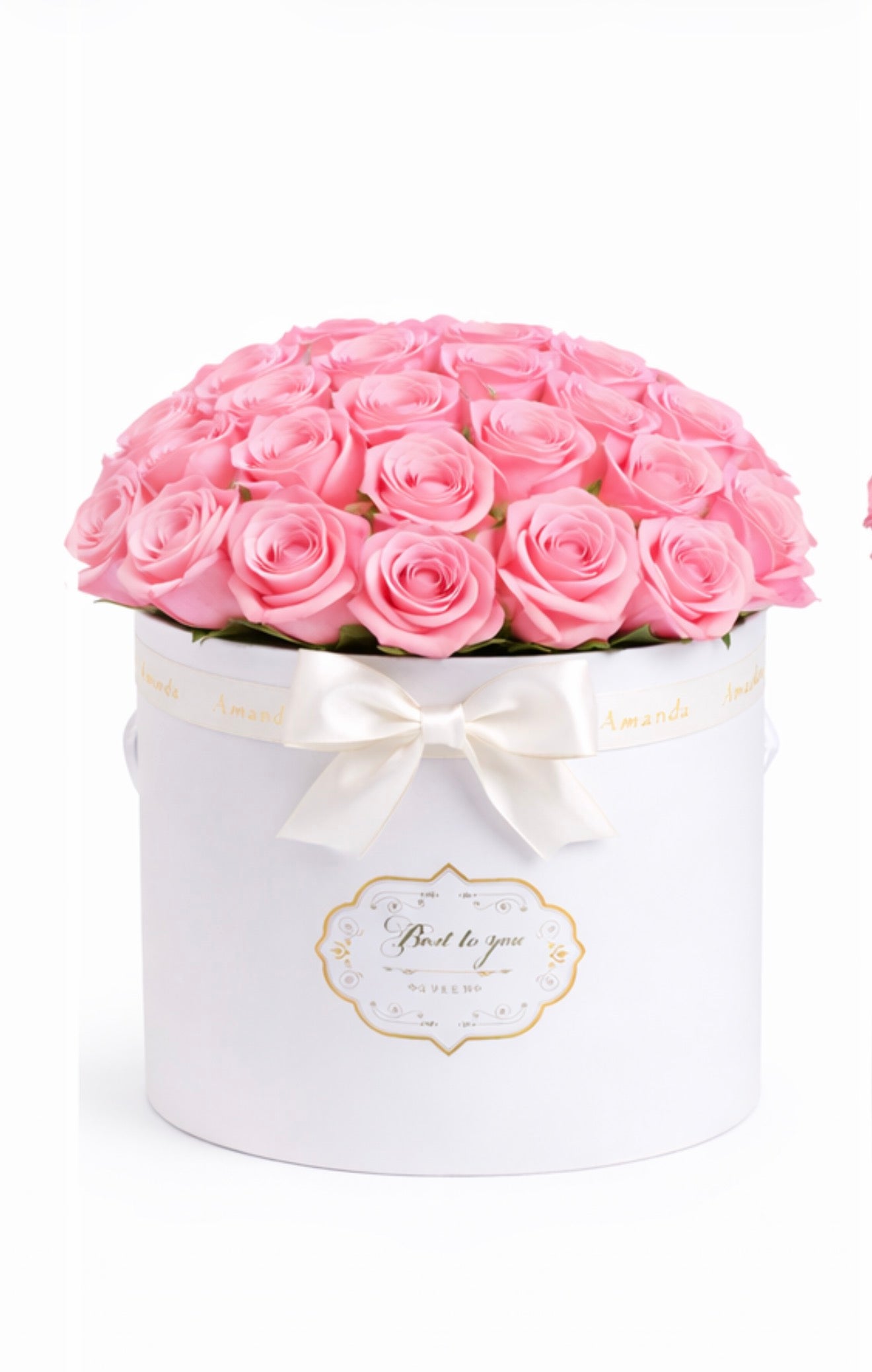 Caja redonda Blanca de rosas | Edición San Valentín