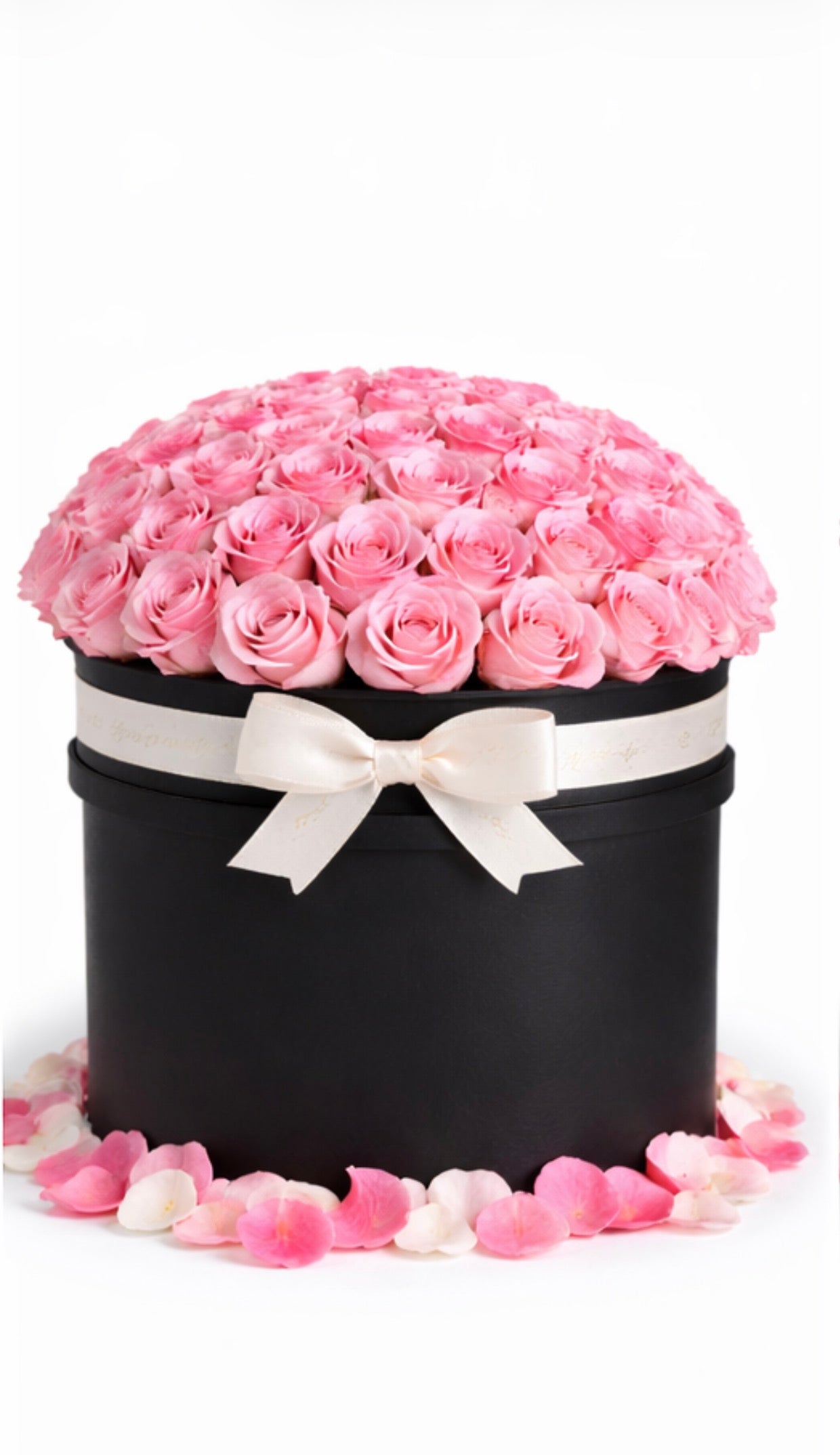 Caja negra redonda de rosas | Edición San Valentín