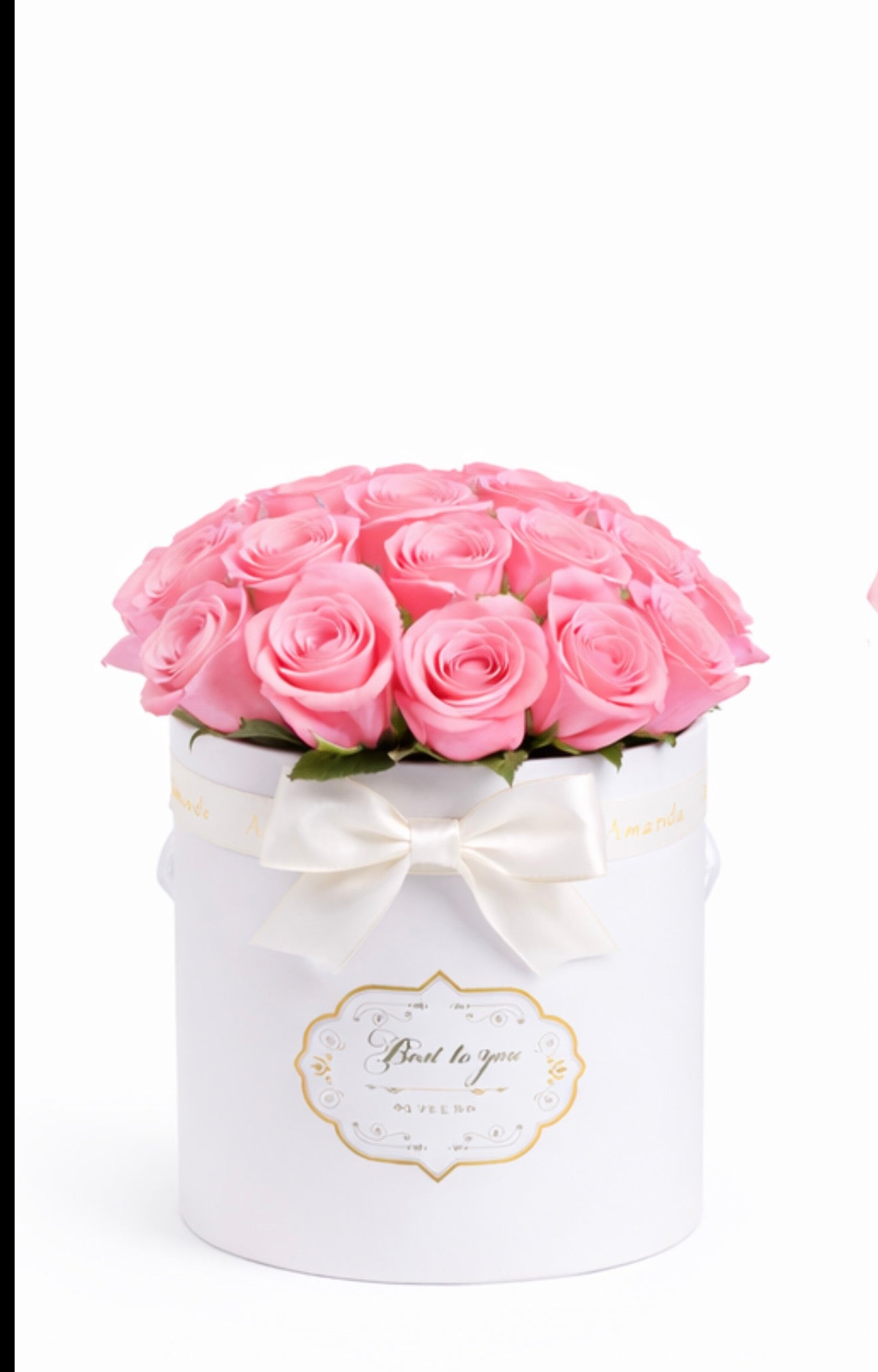 Caja redonda Blanca de rosas | Edición San Valentín