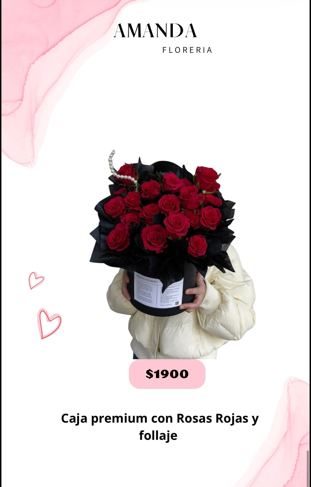 Caja negra rosas rojas