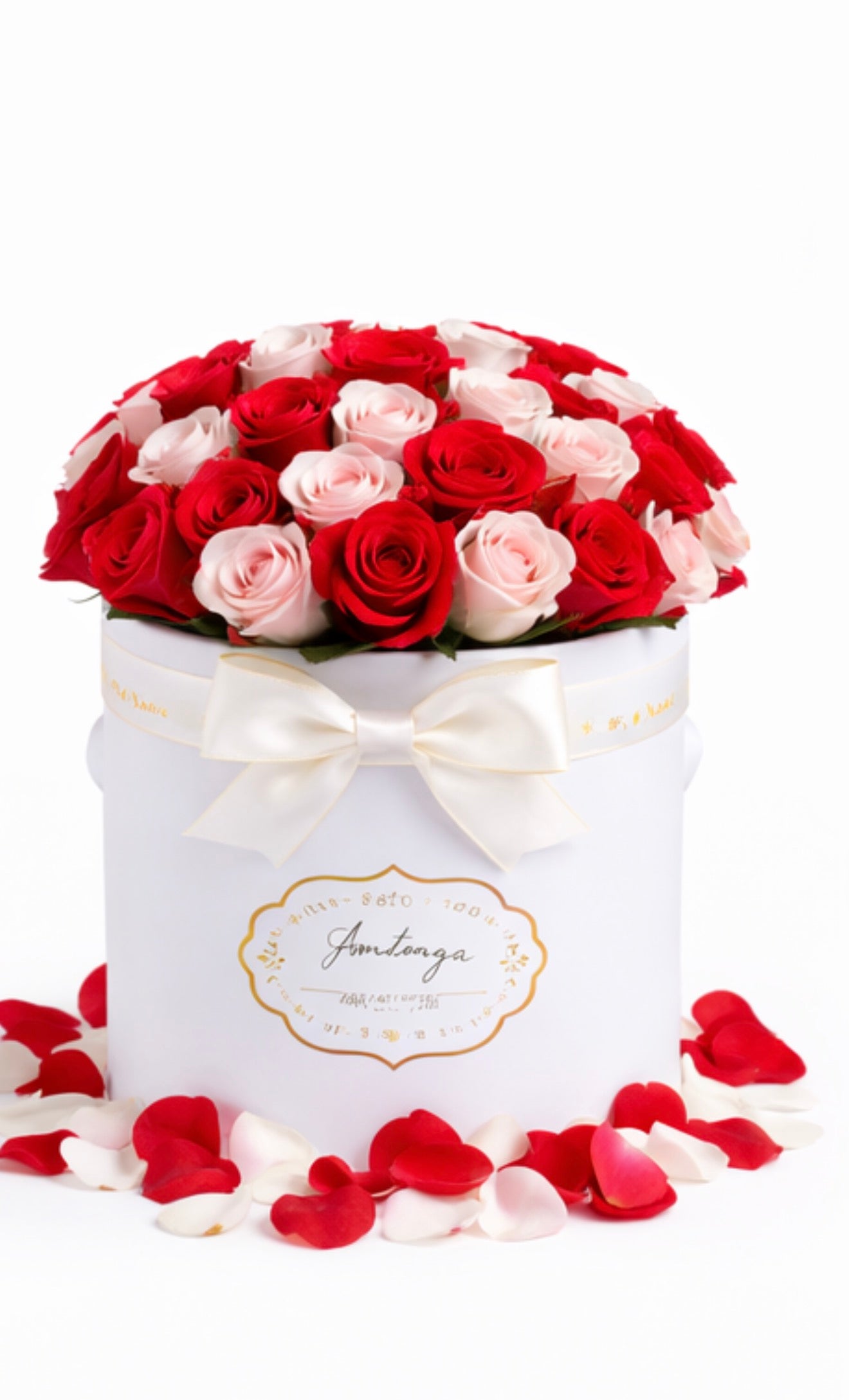 Caja redonda Blanca de rosas | Edición San Valentín