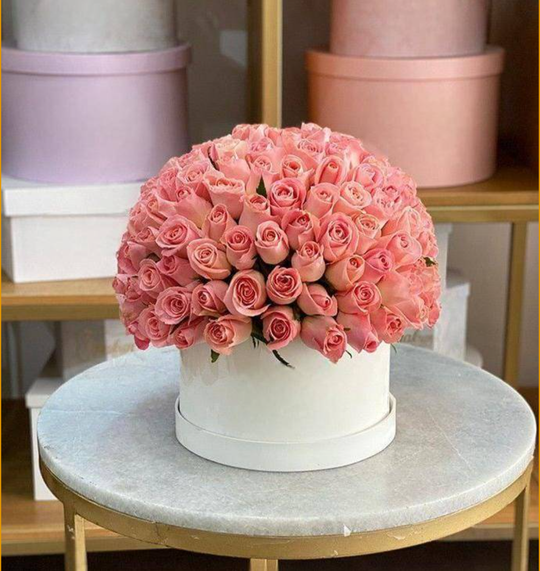 Caja redonda Blanca de rosas | Edición San Valentín